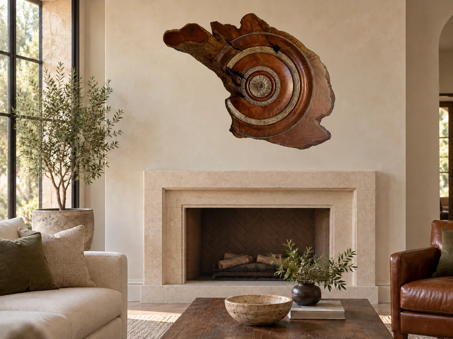 Redwood Burl in an illustrative home setting
